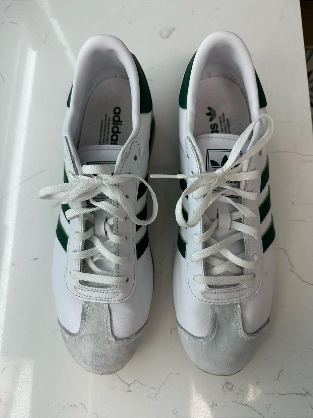 Adidas White and Green Sambas